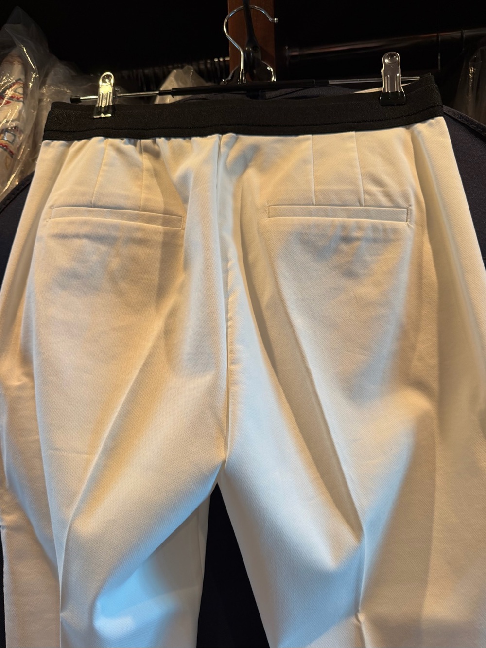 Zara Women’s Cream Dress Pants with Black Waistband large